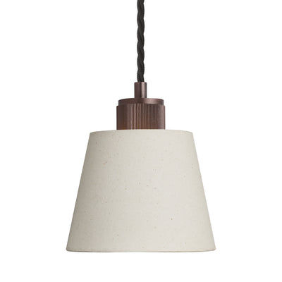 Ribbed Empire Pendant in Bronze Finish with Light Natural Cotton Shade