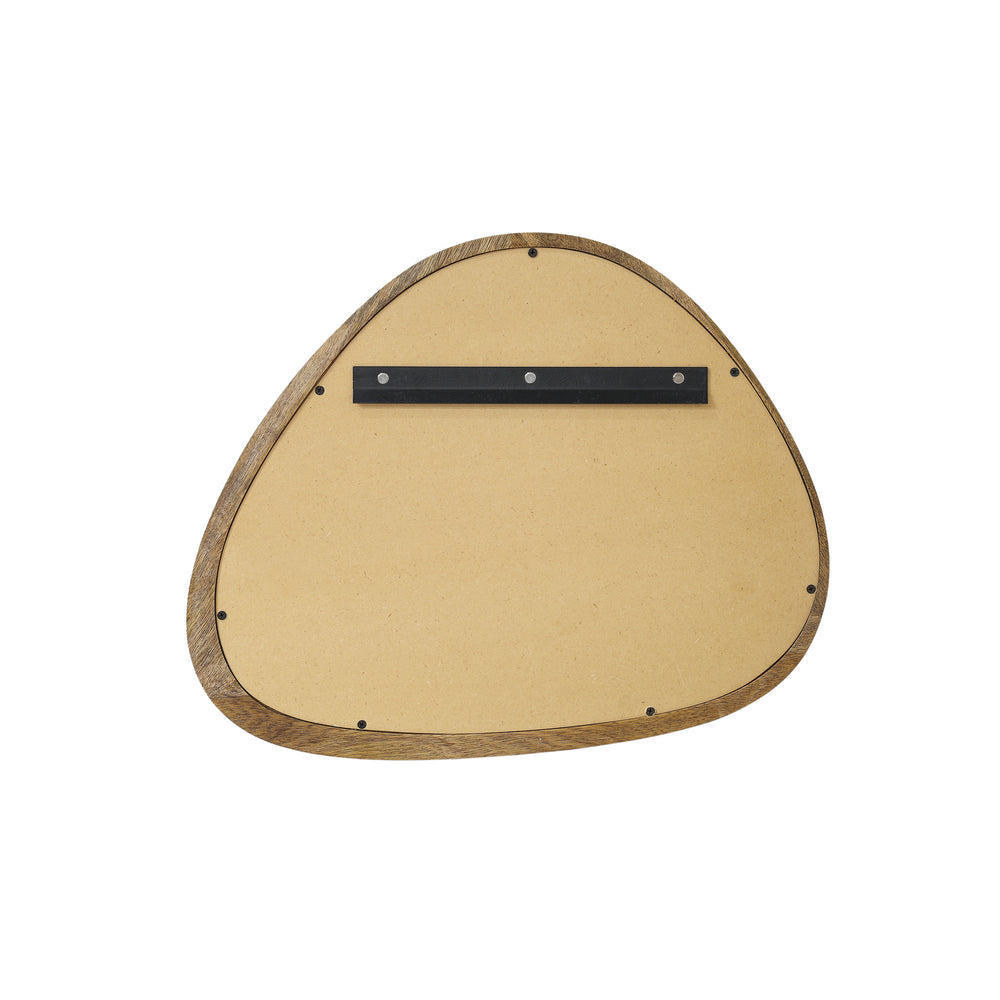 Back of Rutland organic wall mirror with natural wood frame, 22-inch