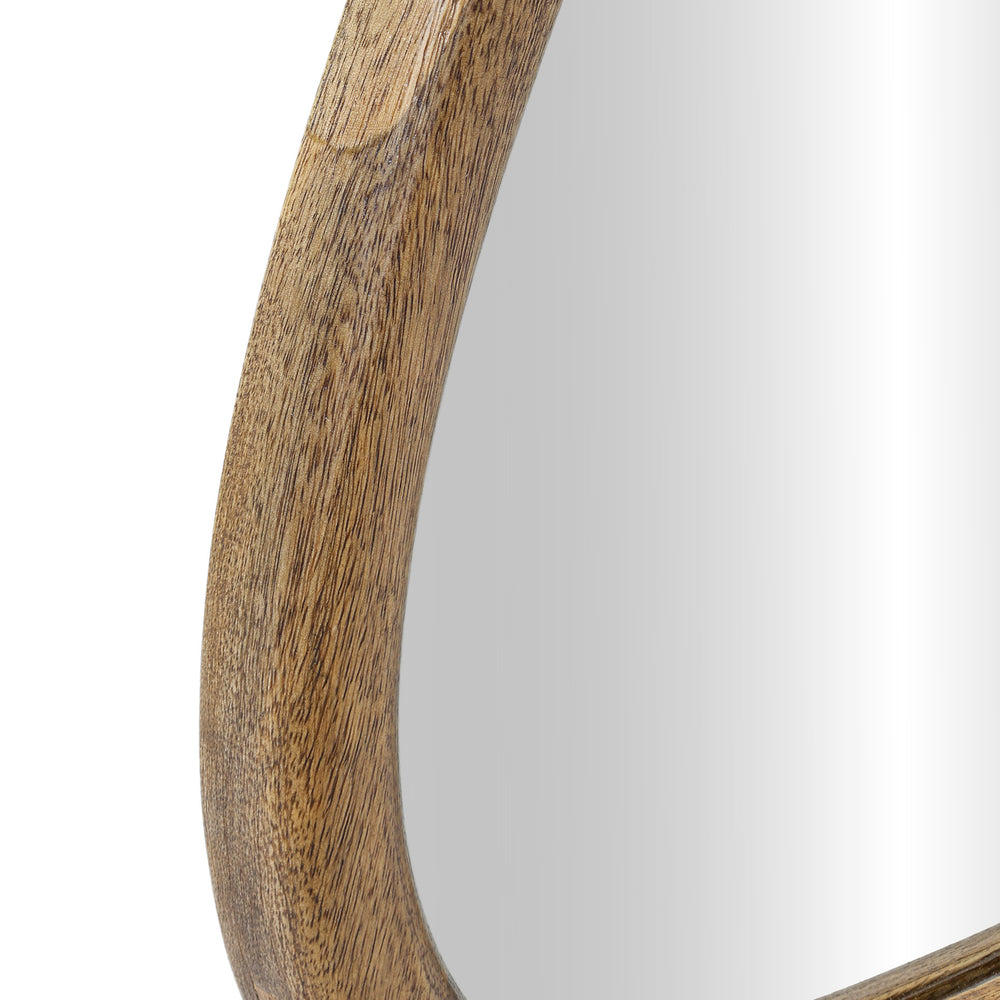 Rutland organic wall mirror with natural wood frame, 22-inch