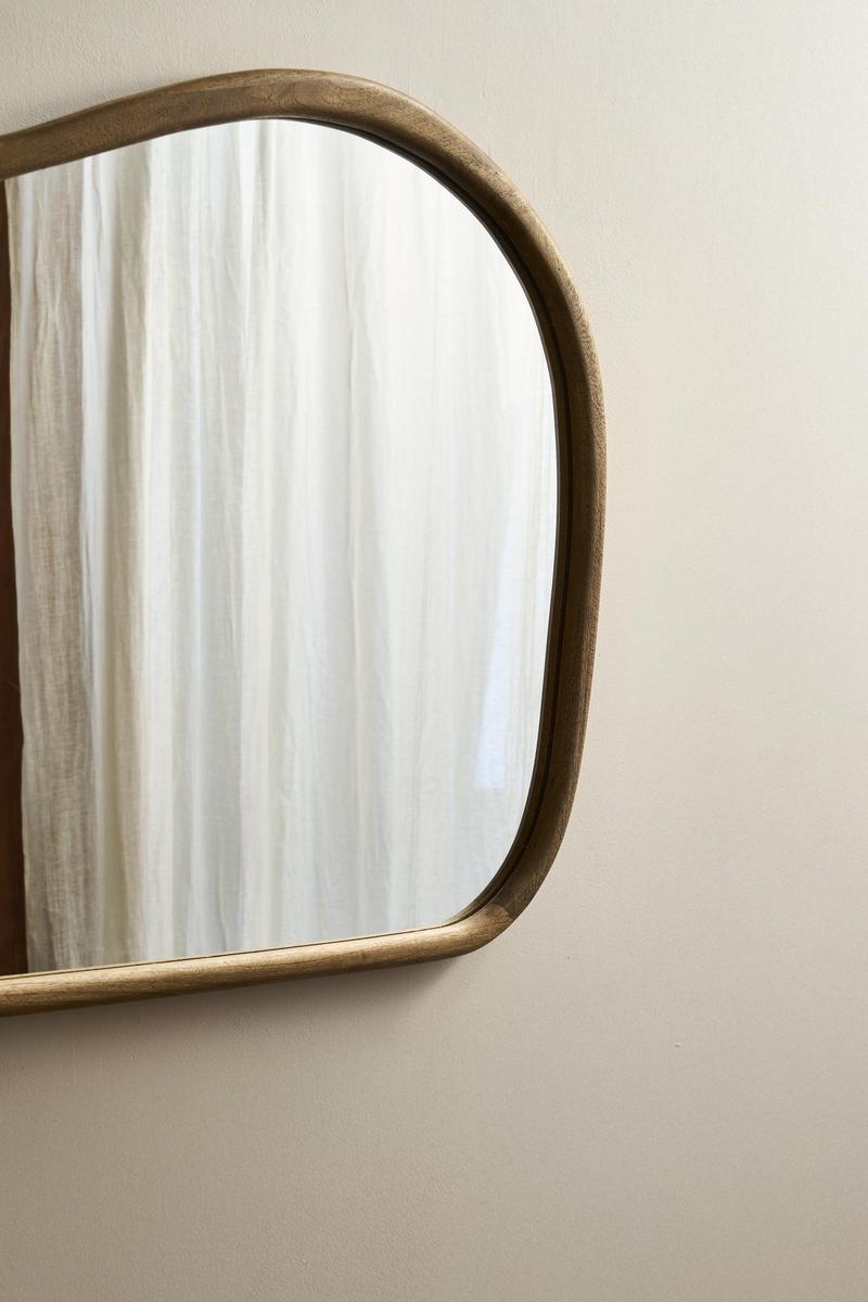 Rutland organic wall mirror with natural wood frame, 43-inch