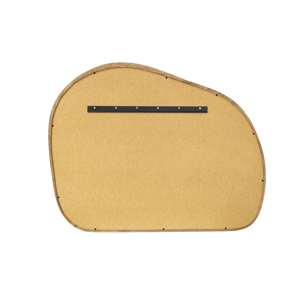 Back of Rutland organic wall mirror with natural wood frame, 43-inch