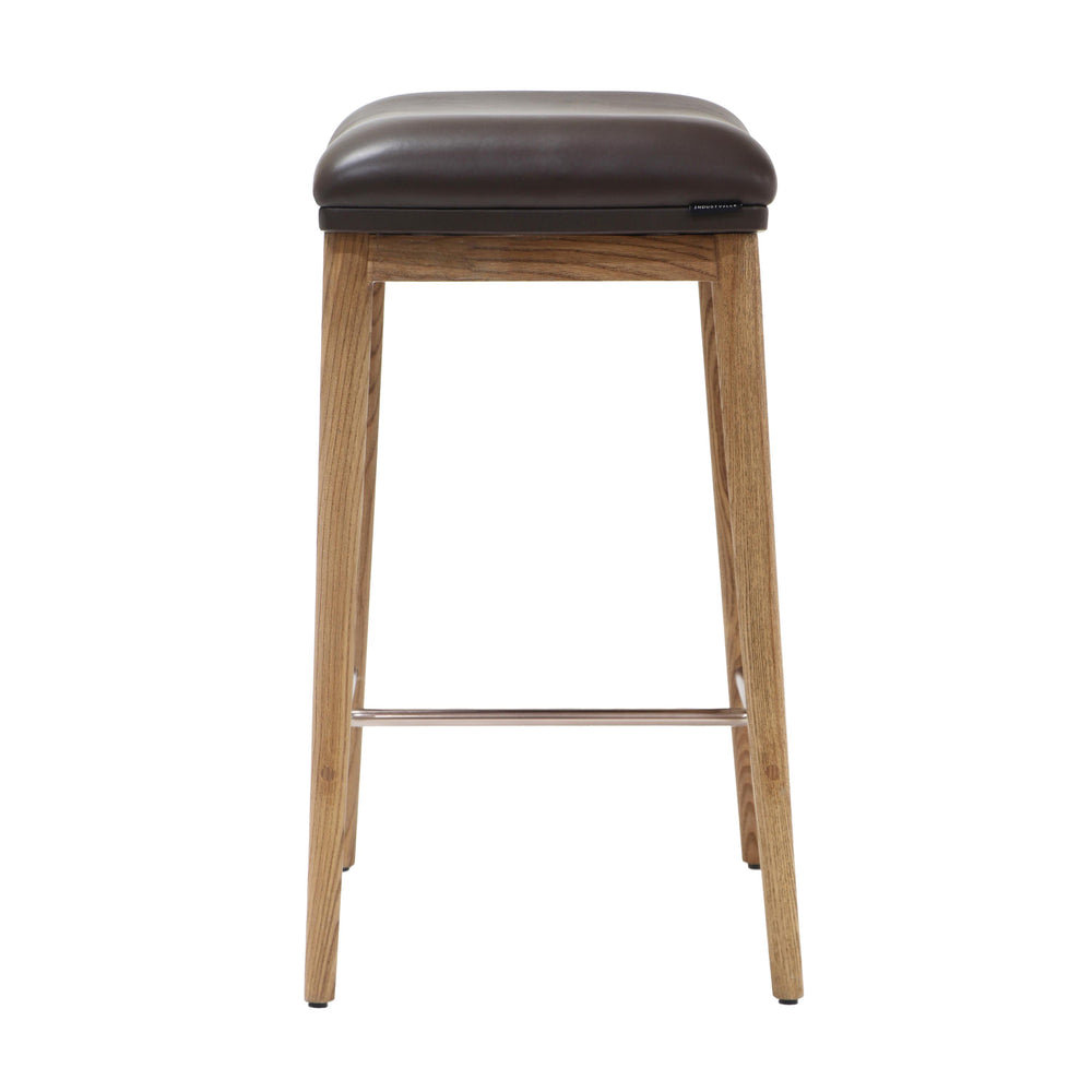 Auburn Wooden Counter Height Stool in Natural Ash Wood with Brown Leather, Product Code AU-BK-WO-CH-ST-BR