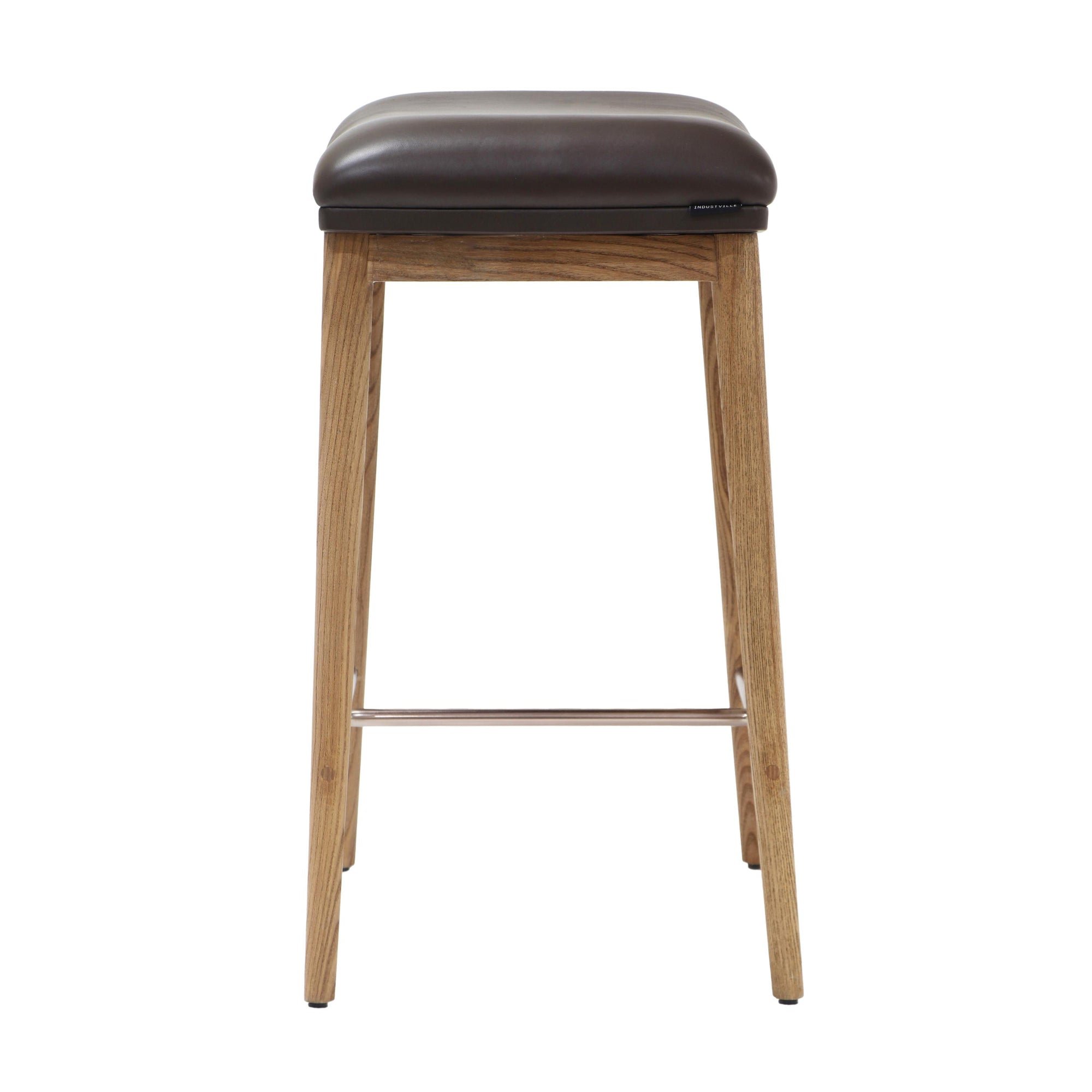 Auburn Wooden Counter Height Stool in Natural Ash Wood with Brown Leather, Product Code AU-BK-WO-CH-ST-BR