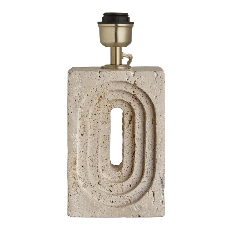 Travertine Rectangular Table Lamp - Natural & Brass - Base Only - Modern Decorative Lighting - Industville Lighting UK