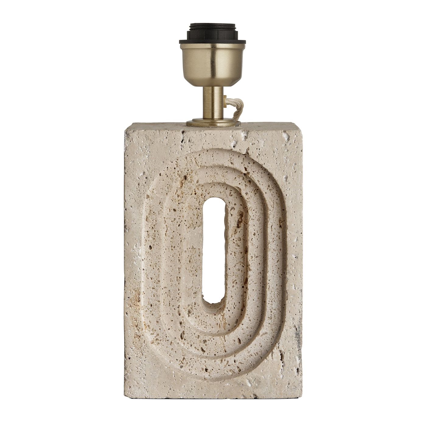 Travertine Rectangular Table Lamp - Natural & Brass - Base Only