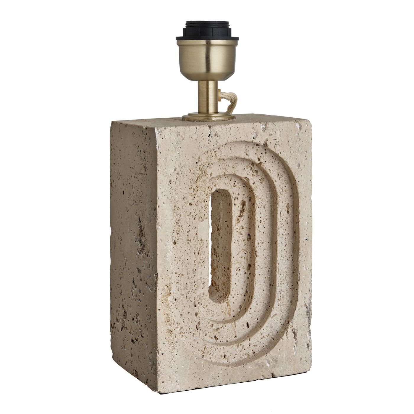Travertine Rectangular Natural and Brass Table Lamp Base Only, Product Code TR-RETL-NB-BO