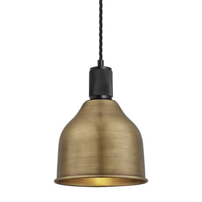 Brass with Black Holder Ribbed Cone Pendant - 7 Inch - RI-CP7-B-BKH