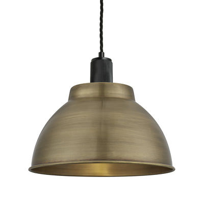 Brass with Black Holder Ribbed Dome Pendant - 13 Inch - RI-DP13-B-BKH