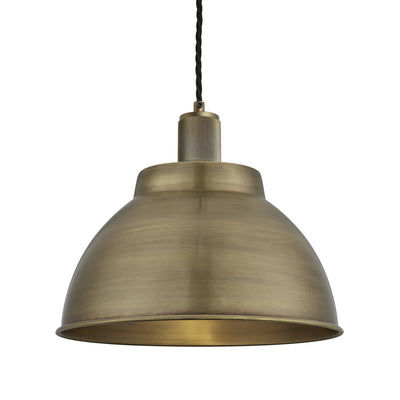 Brass with Brass Holder Ribbed Dome Pendant - 13 Inch - RI-DP13-B-BH