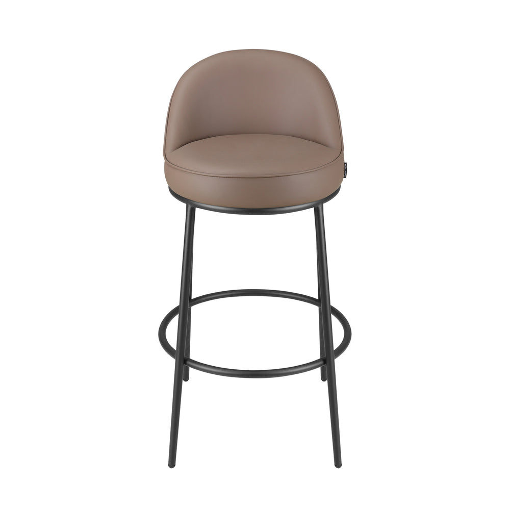 Sedona Black Metal Bar Stool with Brown Faux Leather