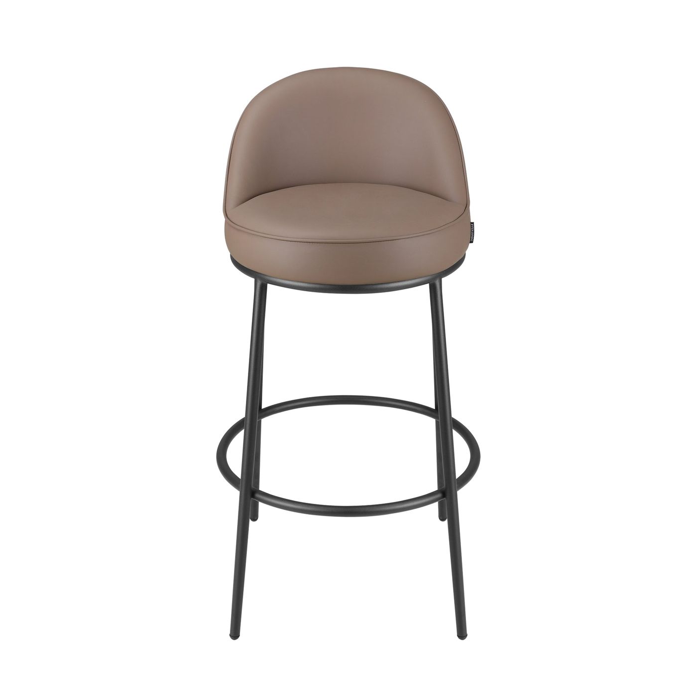 Sedona Black Metal Bar Stool with Brown Faux Leather