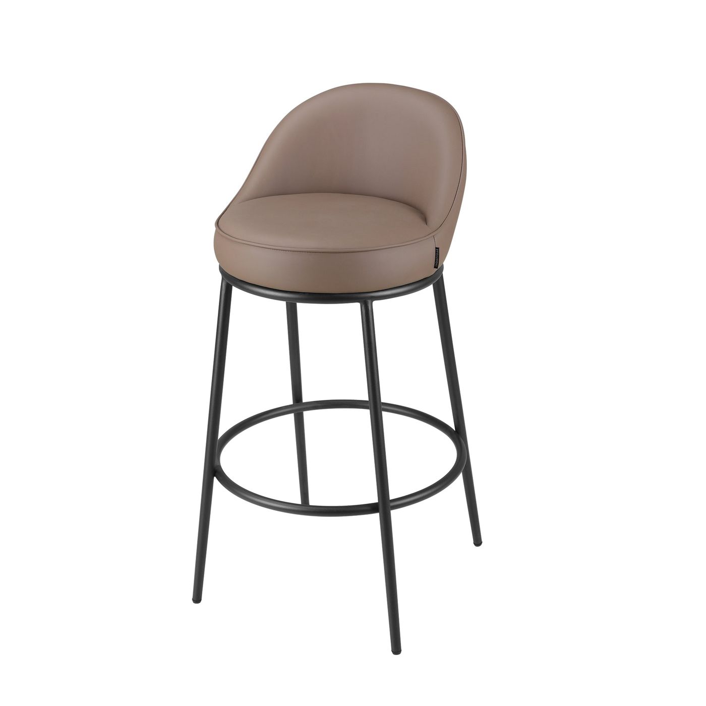 Sedona Black Metal Bar Stool with Brown Faux Leather