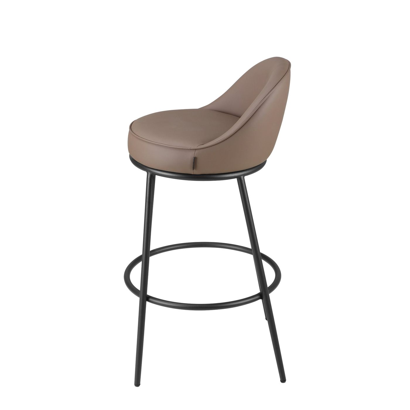 Sedona Black Metal Bar Stool with Brown Faux Leather