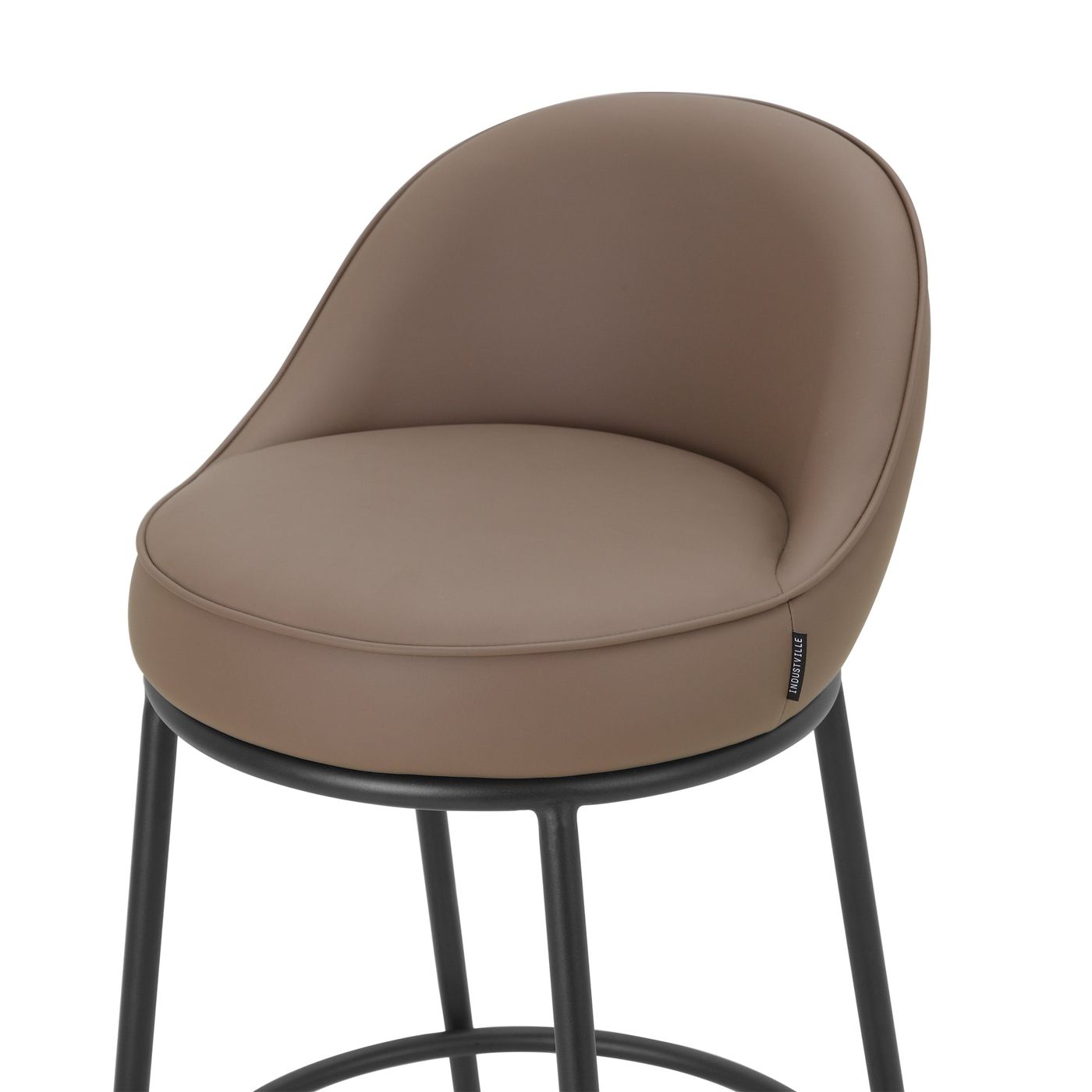 Sedona Black Metal Bar Stool with Brown Faux Leather