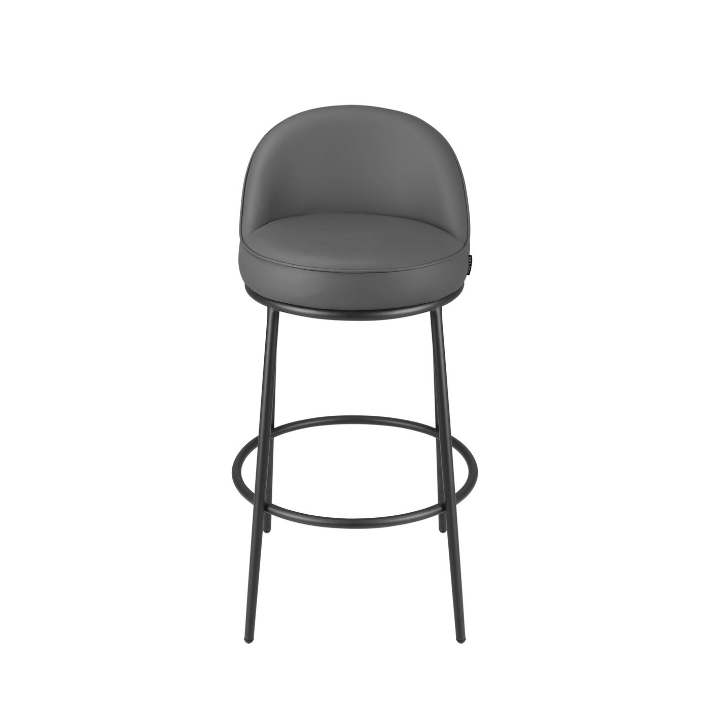 Sedona Black Metal Bar Stool with Dark Grey Faux Leather