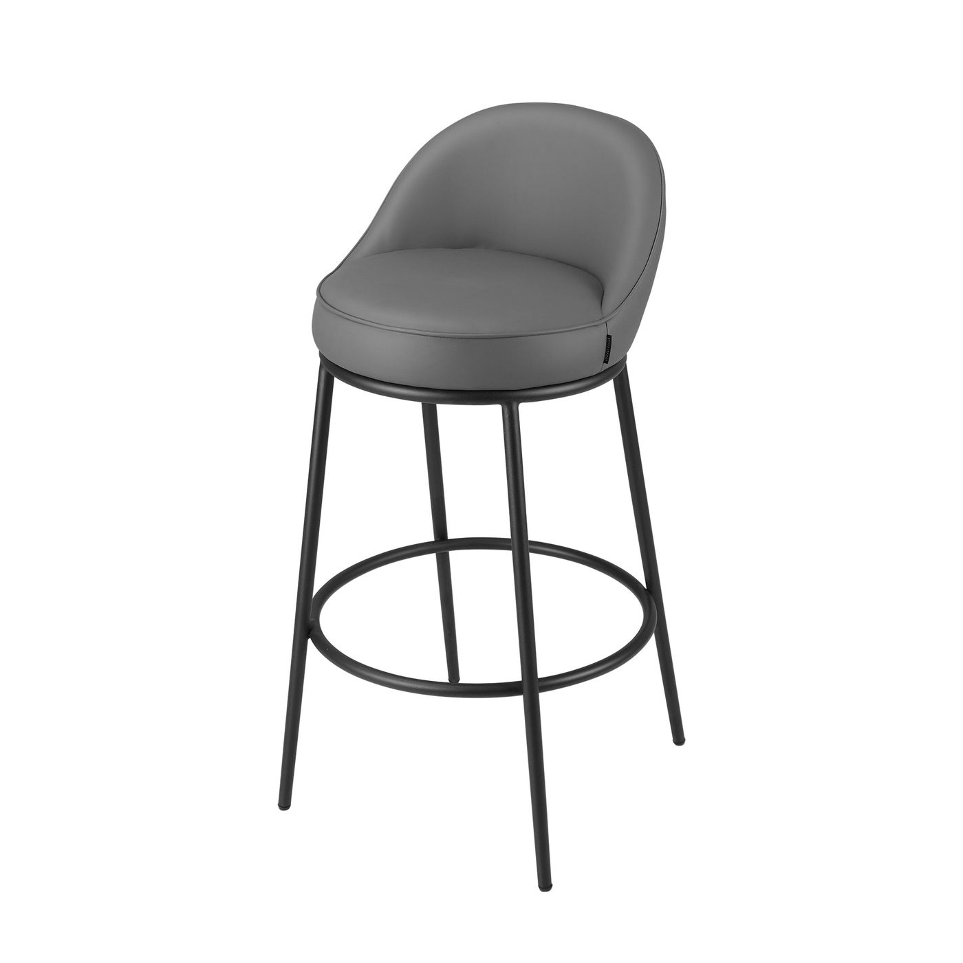 Sedona Black Metal Bar Stool with Dark Grey Faux Leather