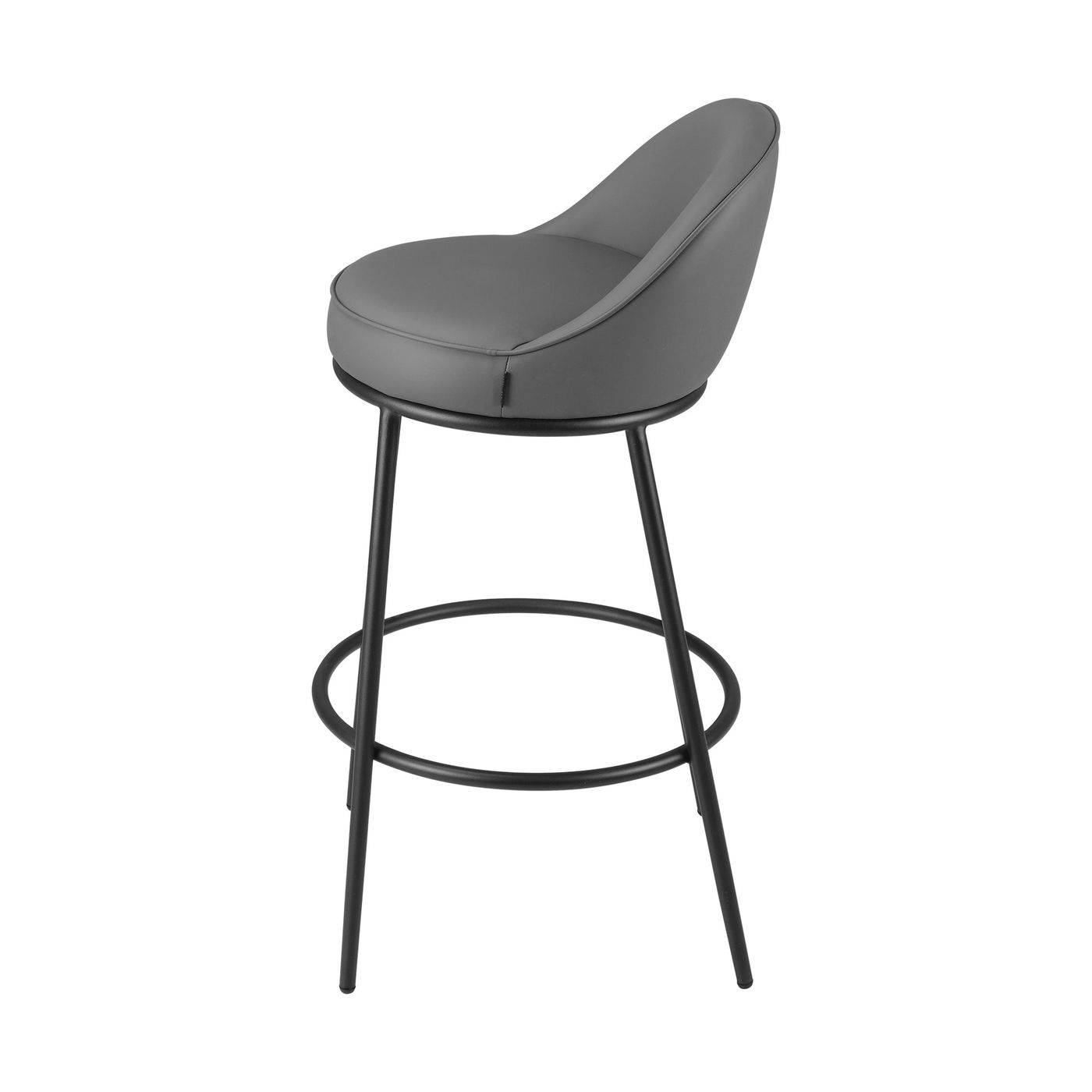 Sedona Black Metal Bar Stool with Dark Grey Faux Leather