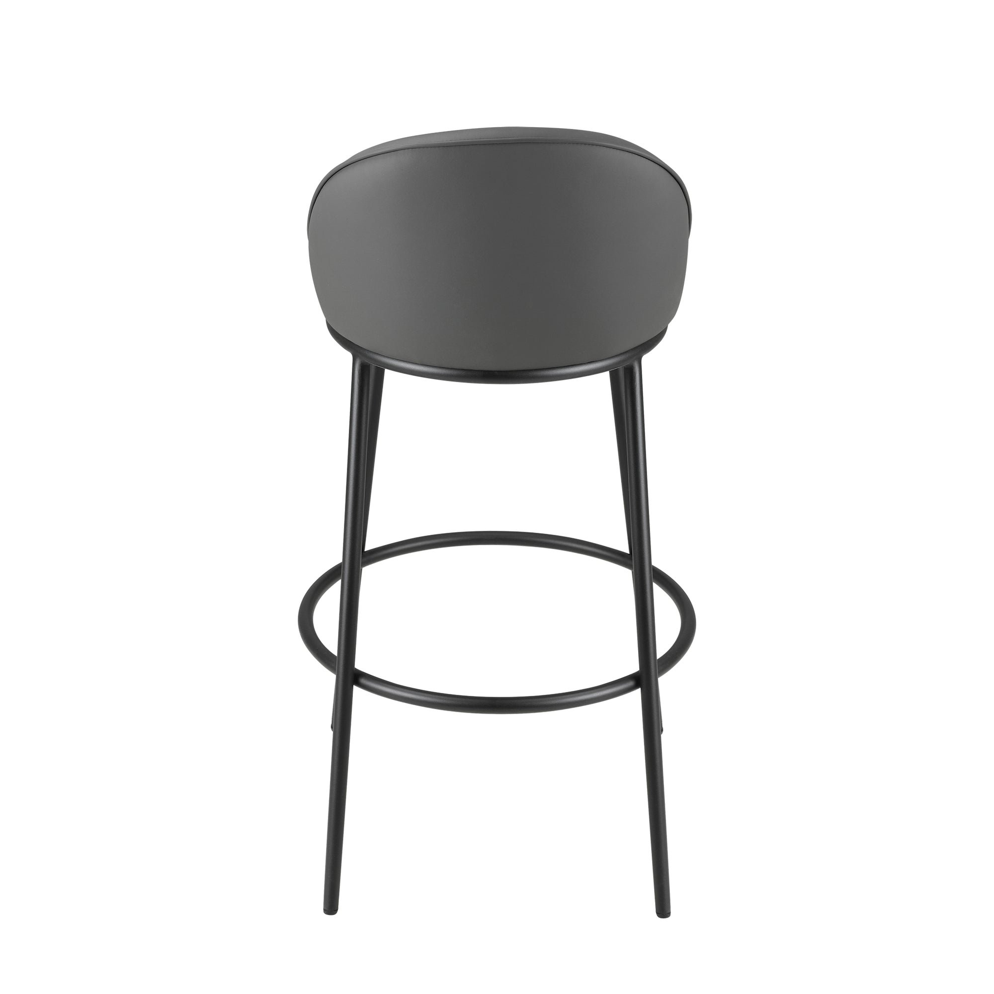 Sedona Black Metal Bar Stool with Dark Grey Faux Leather