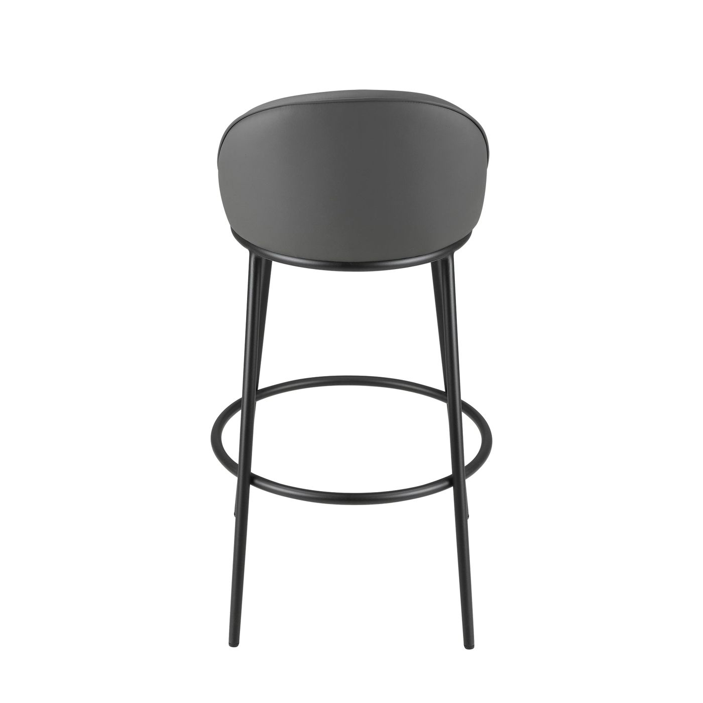 Sedona Black Metal Bar Stool with Dark Grey Faux Leather