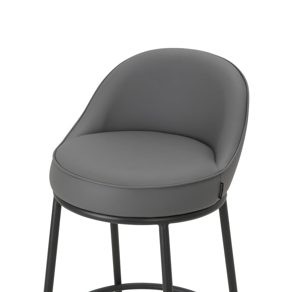 Sedona Black Metal Bar Stool with Dark Grey Faux Leather