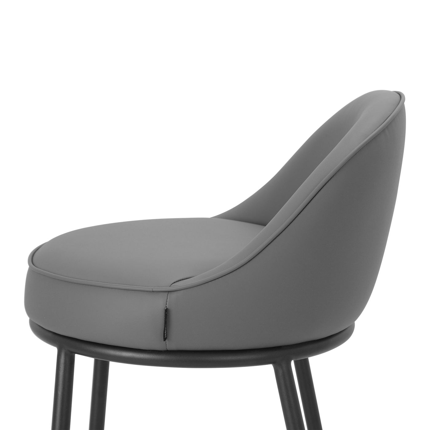 Sedona Black Metal Bar Stool with Dark Grey Faux Leather