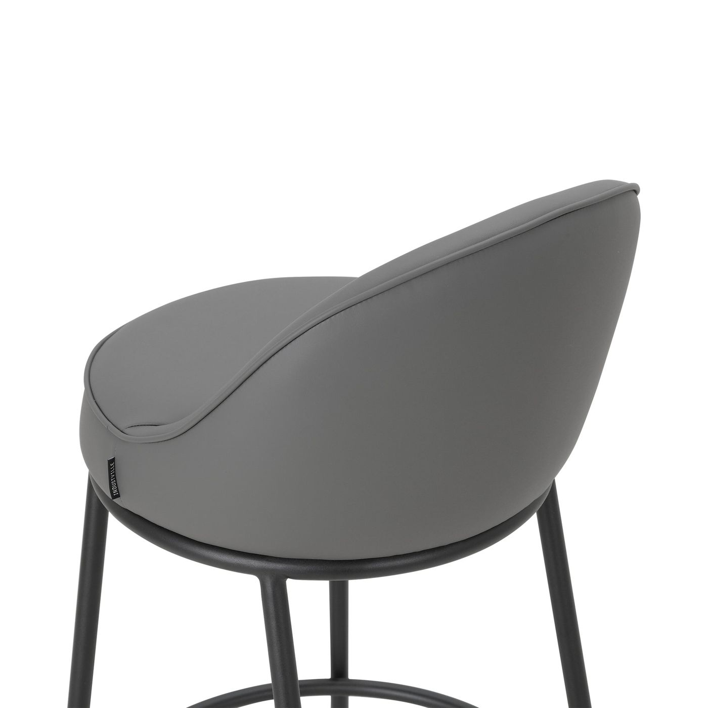 Sedona Black Metal Bar Stool with Dark Grey Faux Leather
