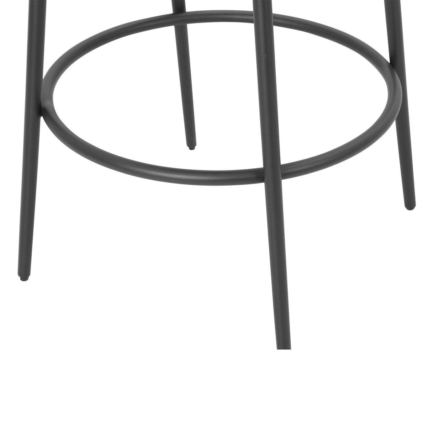 Close up of the legs and foot rest of Sedona Black Metal Bar Stool 