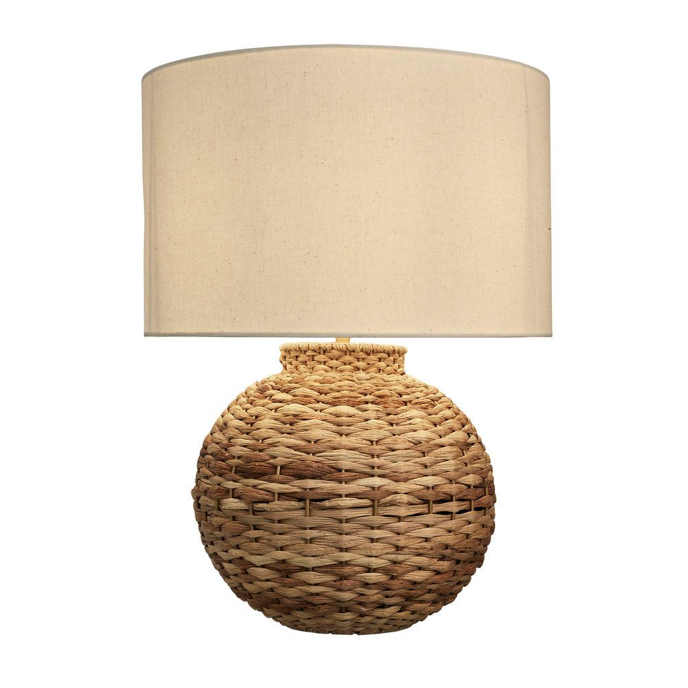Sea Grass Round Table Lamp Base with Drum Cotton Shade