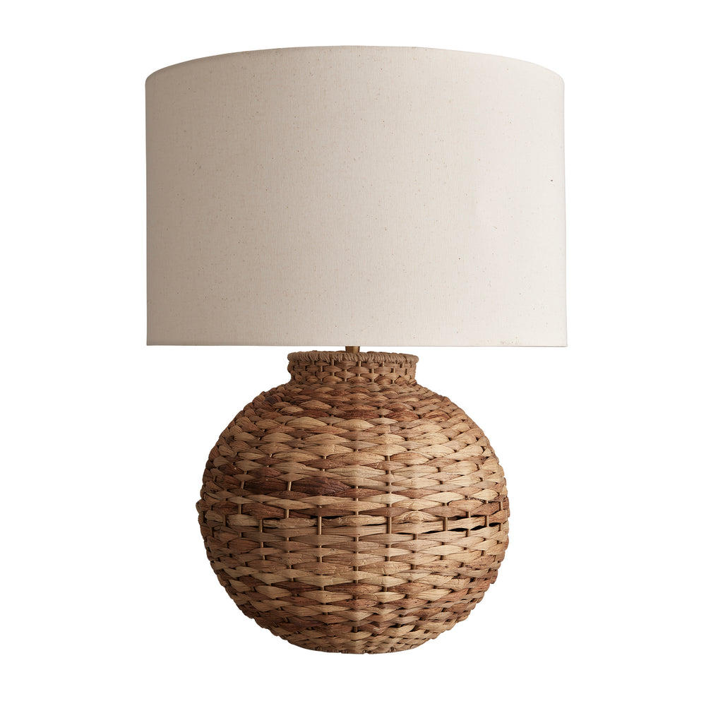 Sea Grass Round Table Lamp Base with Drum Cotton Shade