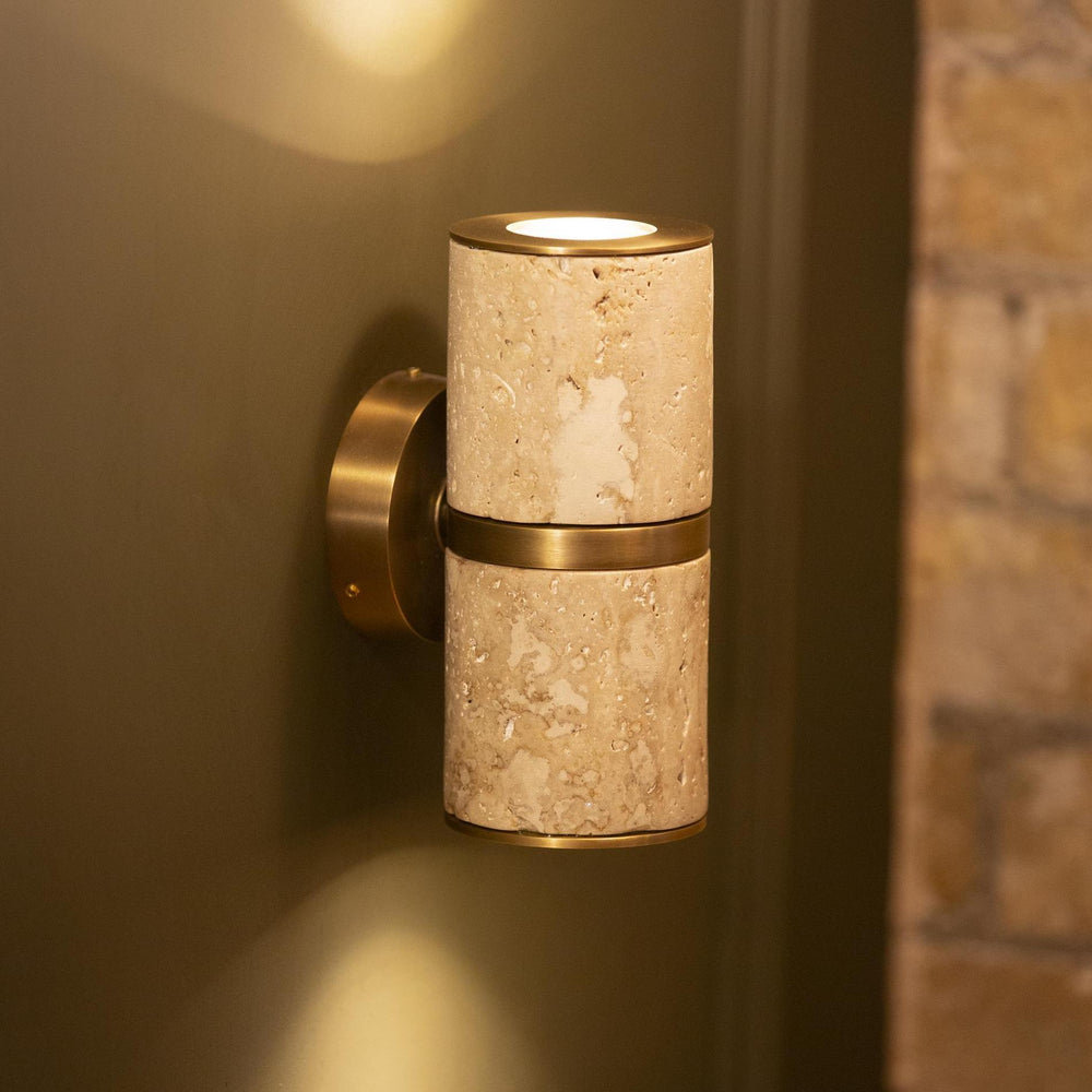 Travertine Outdoor & Bathroom Up Down Spot Light in Brass