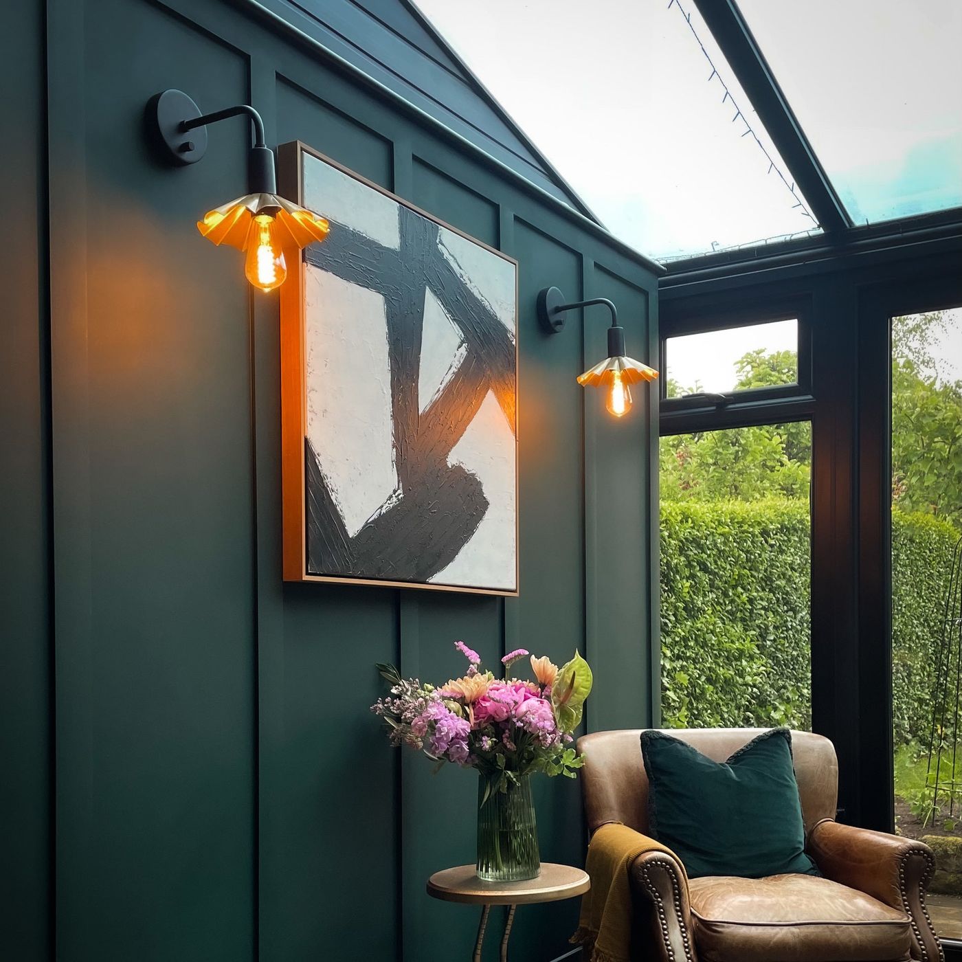Brass Sleek Umbrella Wall Light in 8 Inch with Black Holder, Product Code is SL-UWL8-B-BKH at home