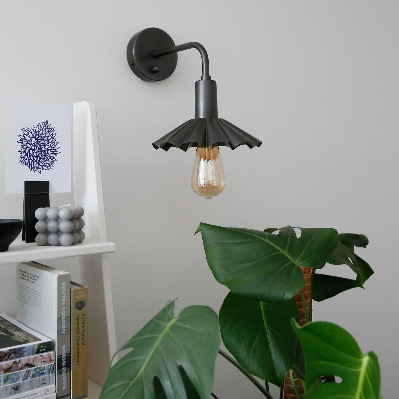 Pewter Sleek Umbrella Wall Light in 8 Inch with Pewter Holder, Product Code is SL-UWL8-P-PH at home