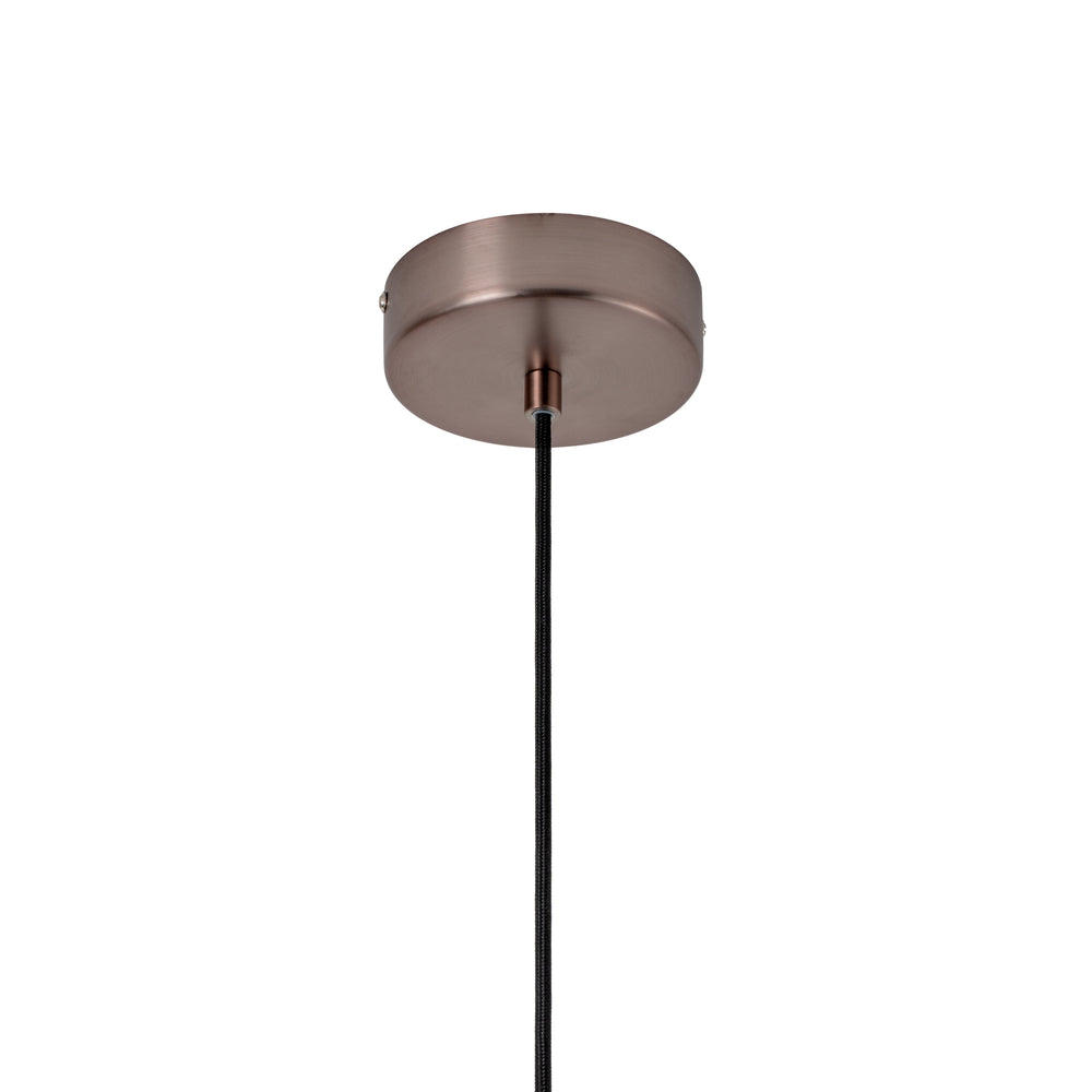 Selby Layered Mocha Glass Round Pendant Light with Bronze holder, close up of the ceiling rose