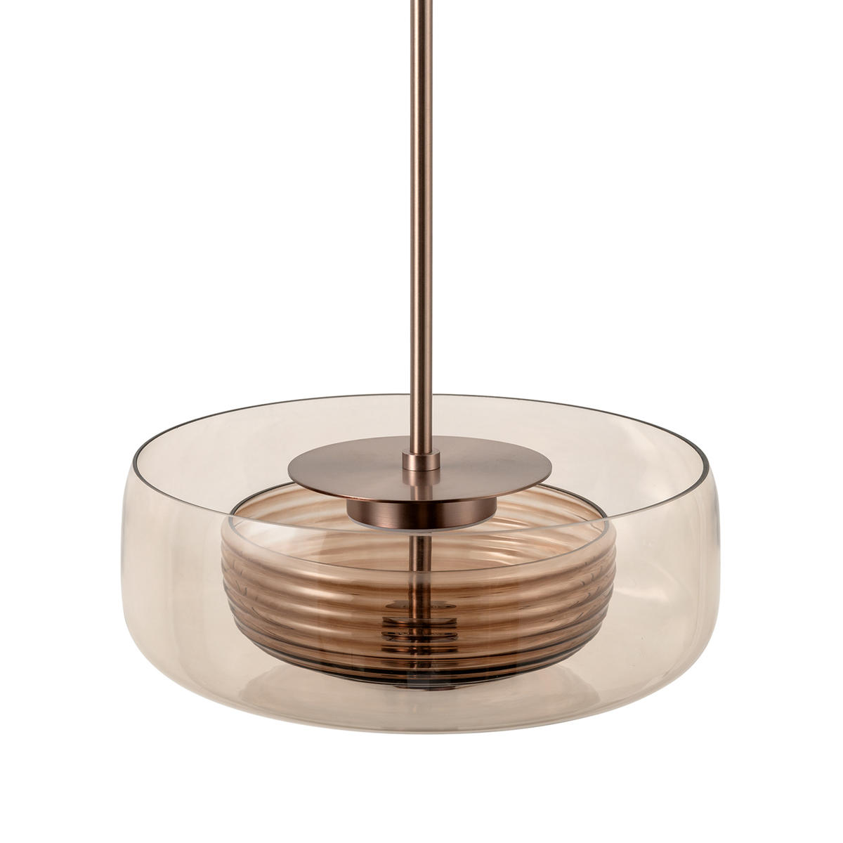 Selby Layered Glass Round Pendant Light in Mocha with Bronze Holder