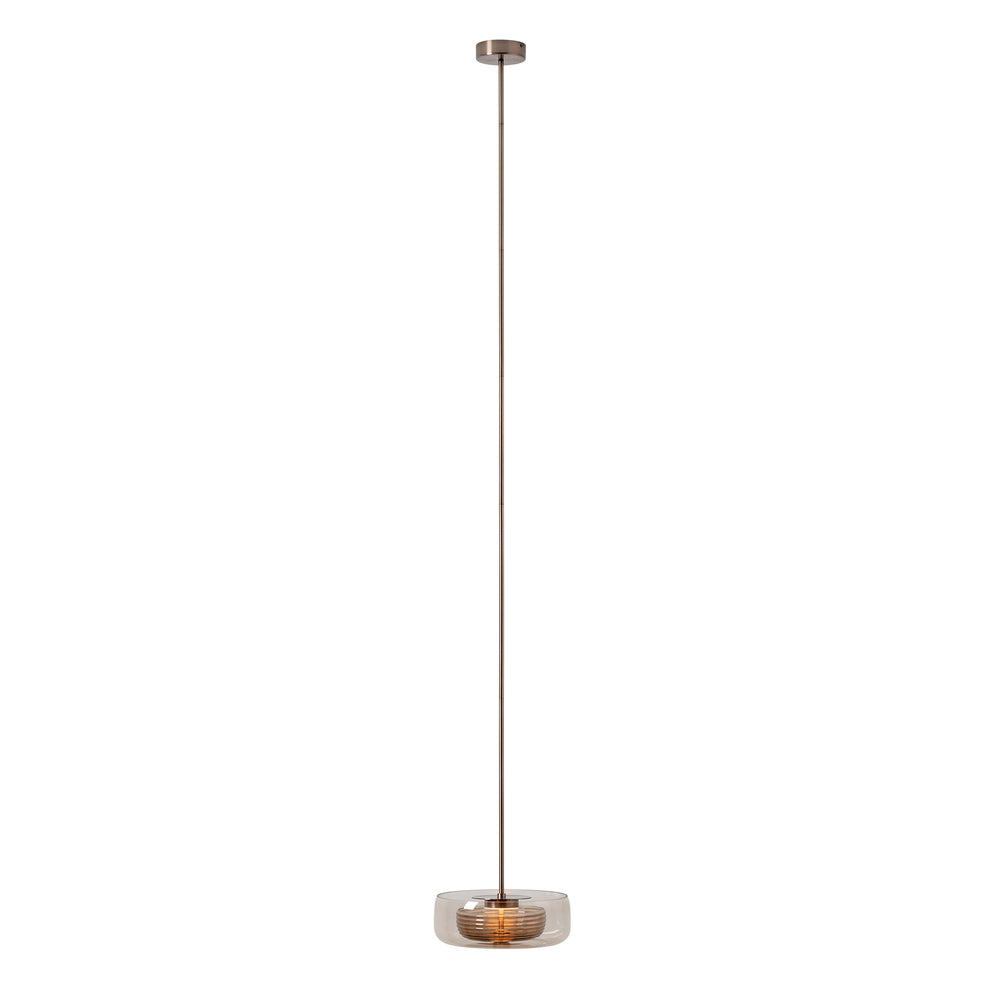 Selby Layered Glass Round Pendant Light in Mocha with Bronze Holder