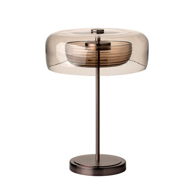 Selby Layered Mocha Glass Round Table Lamp with Bronze base