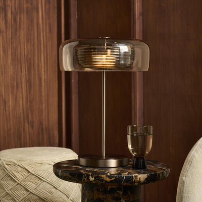 Selby Layered Glass Round Table Lamp - Mocha - Bronze - Table Lamps - Industville Lighting UK