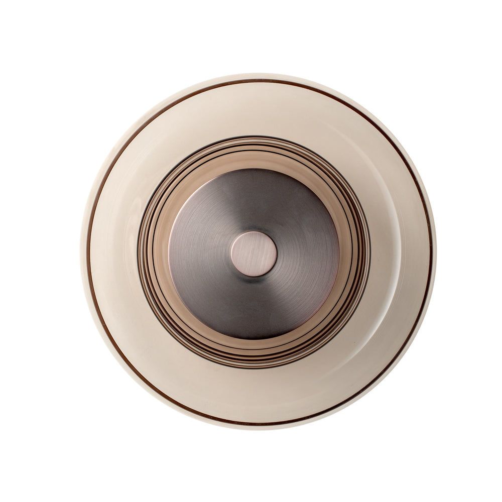 Selby Layered Mocha Glass Round Wall Light Flush mount with Bronze diffuser