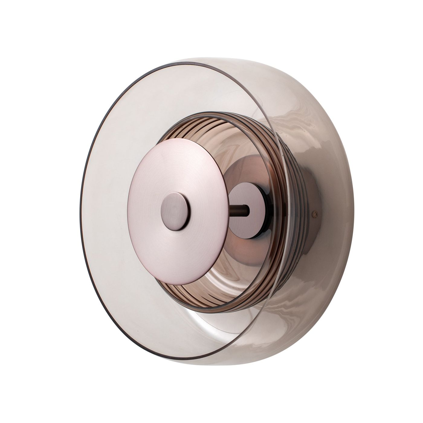 Selby Layered Mocha Glass Round Wall Light Flush mount with Bronze diffuser