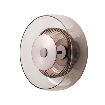 Selby Layered Mocha Glass Round Wall Light Flush mount with Bronze diffuser