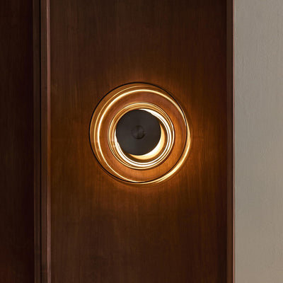 Selby Layered Glass Round Diffuser Wall Light - Bronze - Dining Room Lights - Industville Lighting UK