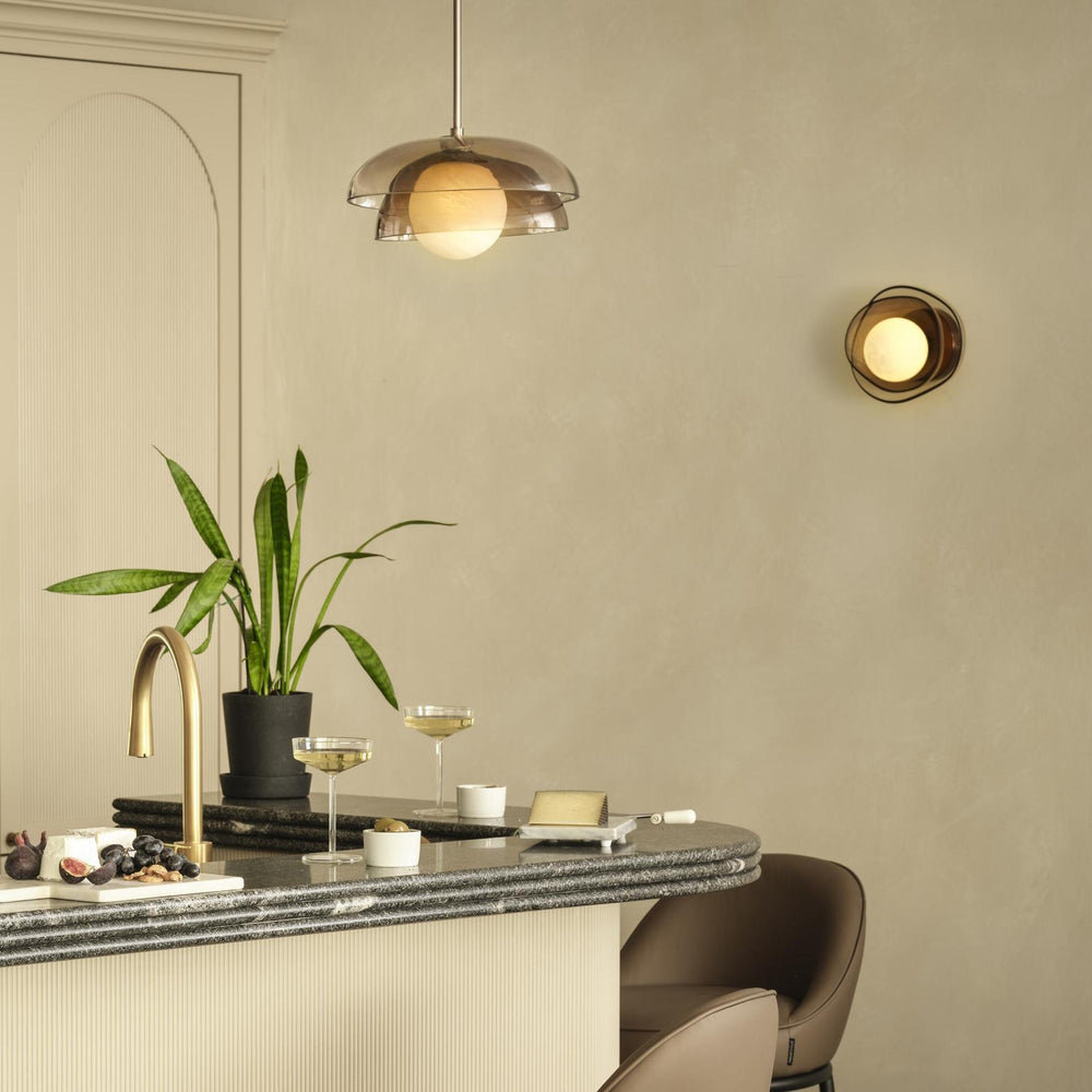 Dulwich Layered Mocha Glass Wall Light  in Bronze finish