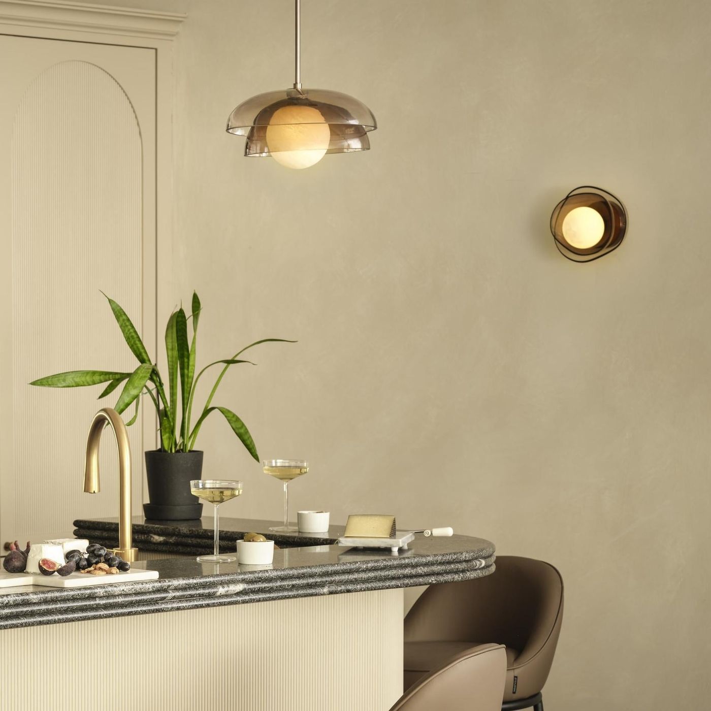 Dulwich Layered Mocha Glass Wall Light  in Bronze finish