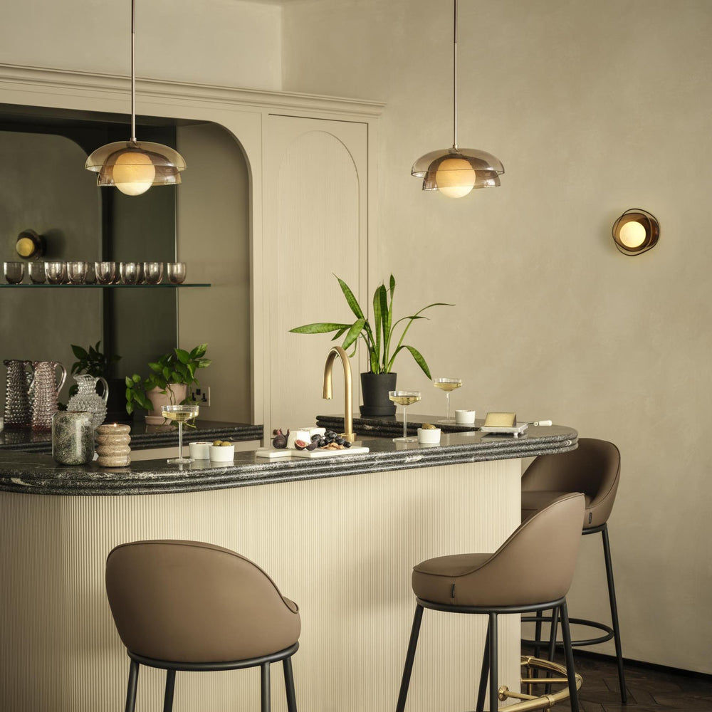Dulwich Layered Macha Glass Pendant  Light in Bronze finish