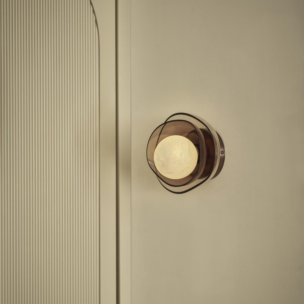 Dulwich Layered Mocha Glass Wall Light  in Bronze finish