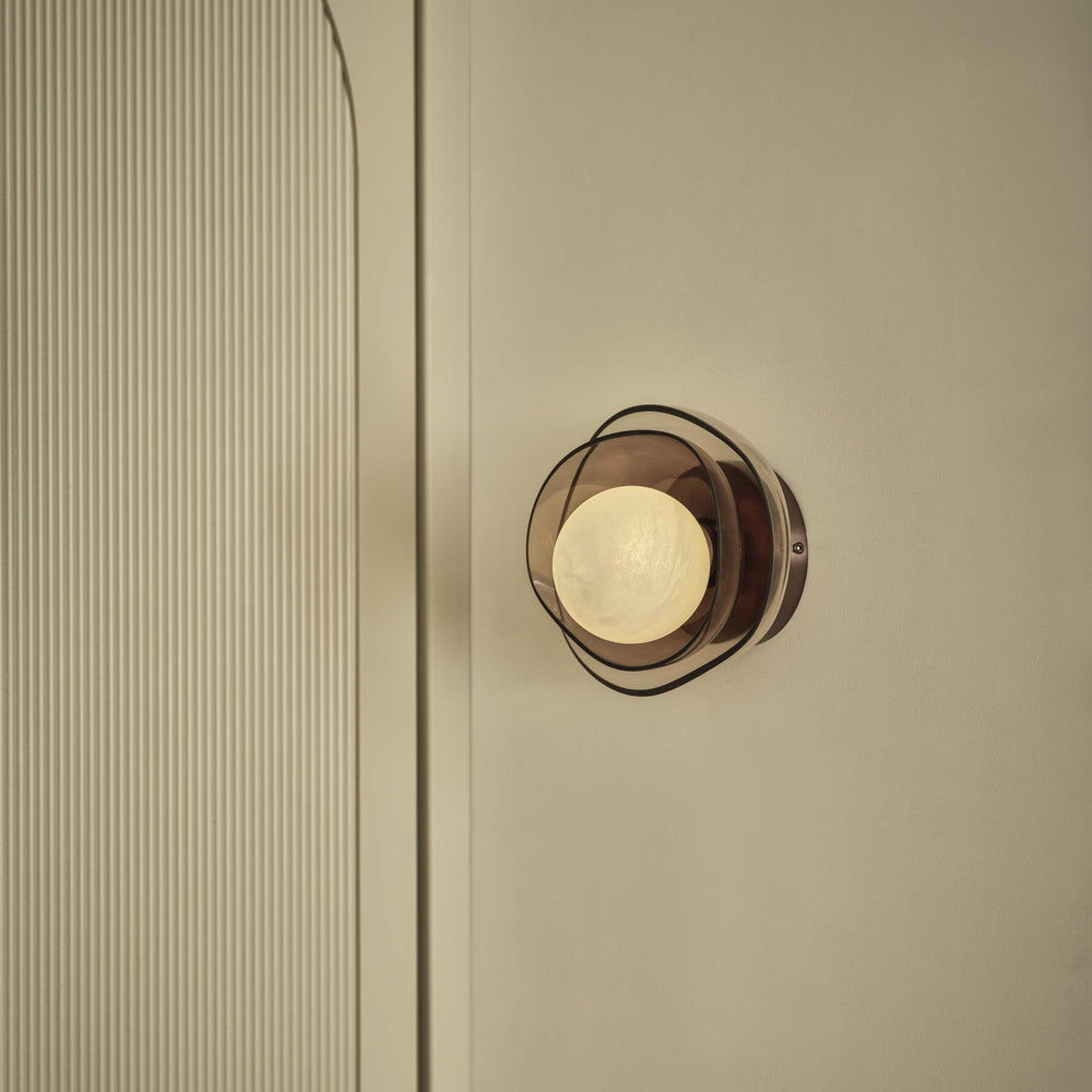 Dulwich Layered Mocha Glass Wall Light  in Bronze finish