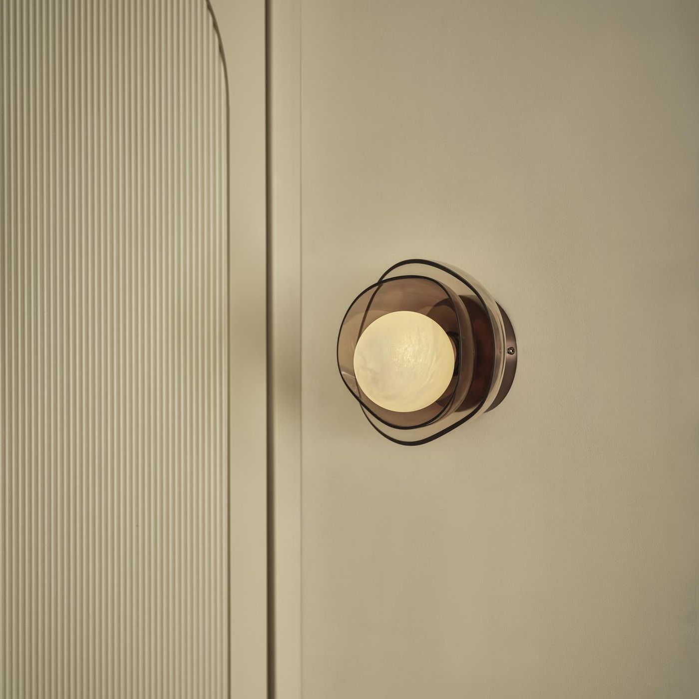 Dulwich Layered Mocha Glass Wall Light  in Bronze finish