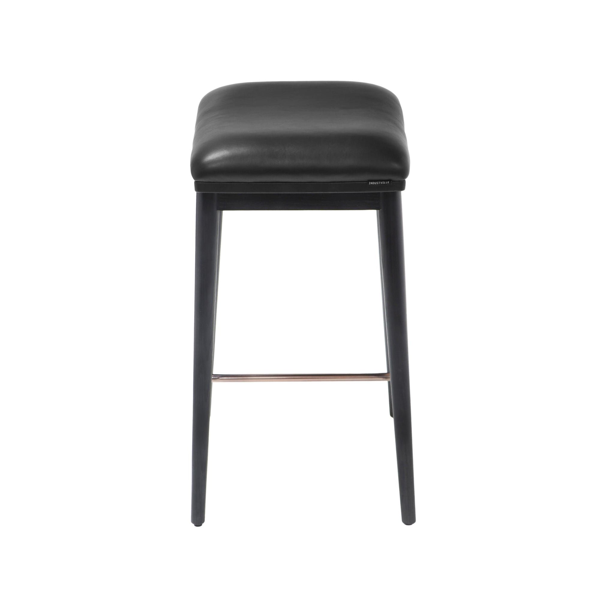 Auburn Wooden Counter Height Stool in Black Ash Wood with Black Leather, Product Code AU-BK-WO-CH-ST-BK
