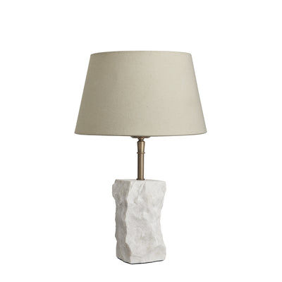 Marble Small Ridge Table Lamp with White Base and Natural Cotton Coolie Empire Large Shade, Industville MA-S-RITL-W-CEM-L-NC