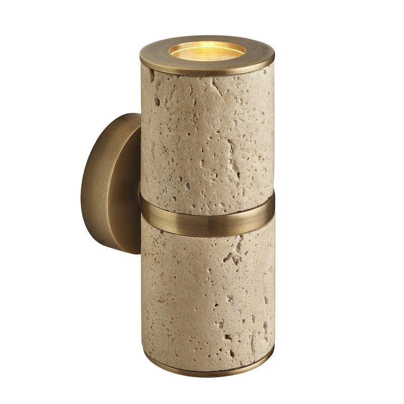 Travertine Outdoor & Bathroom Up Down Spot Light in Brass